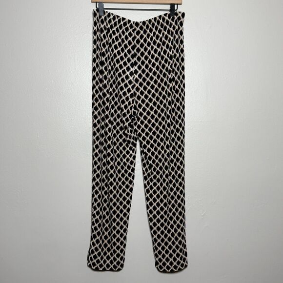 Chico's Travelers Womens Ankle Pants 2 (12) Black Gold Geometric Pull On Slinky - Picture 2 of 9